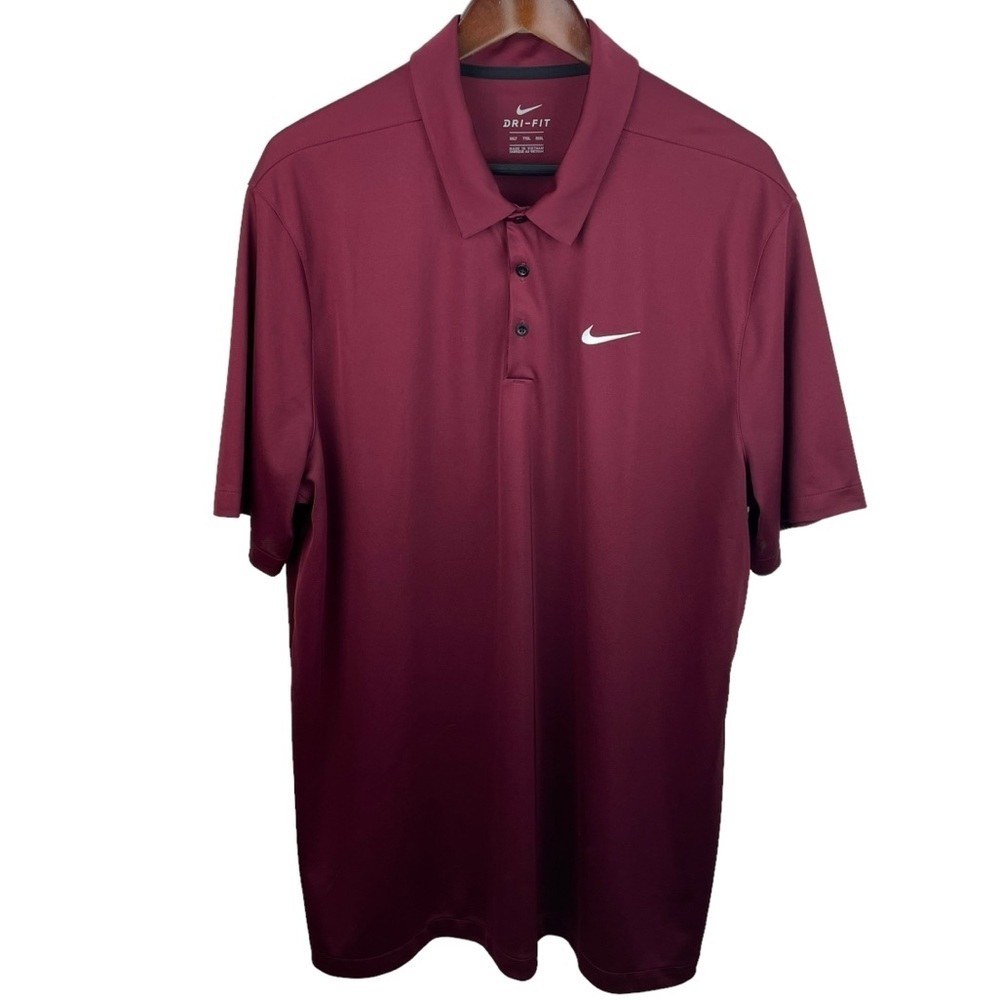 Nike | Burgundy Dri Fit White Embroidered Logo Polo Shirt